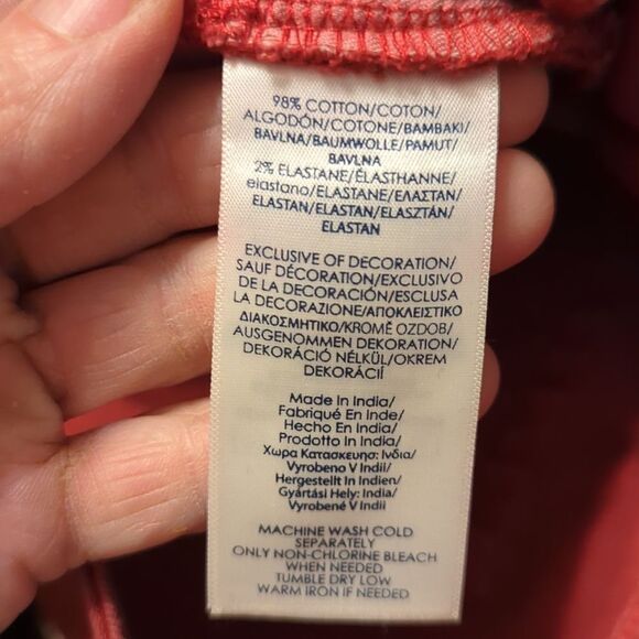 Chaps Pants Womens 14 Red Jeans Capri Mid Waist Tapered Leg Zip Fly Cotton Blend - Picture 6 of 10